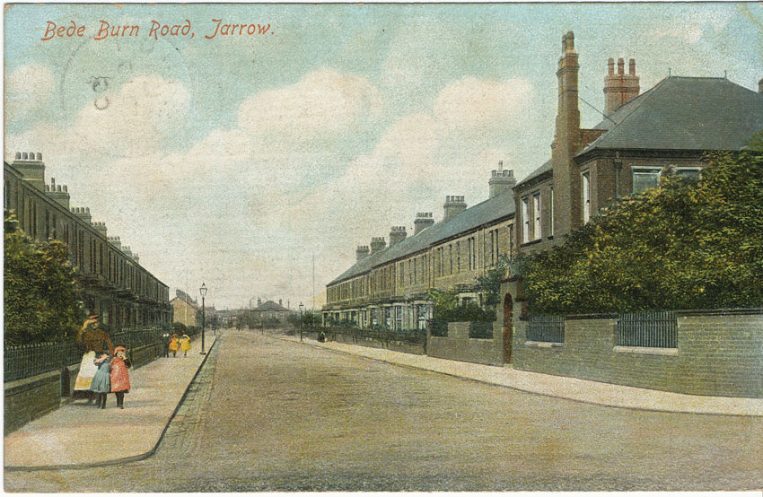 Image of post card of Bede Burn Road, Jarrow about 1906.