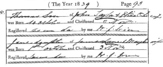 1839 Birth Record
