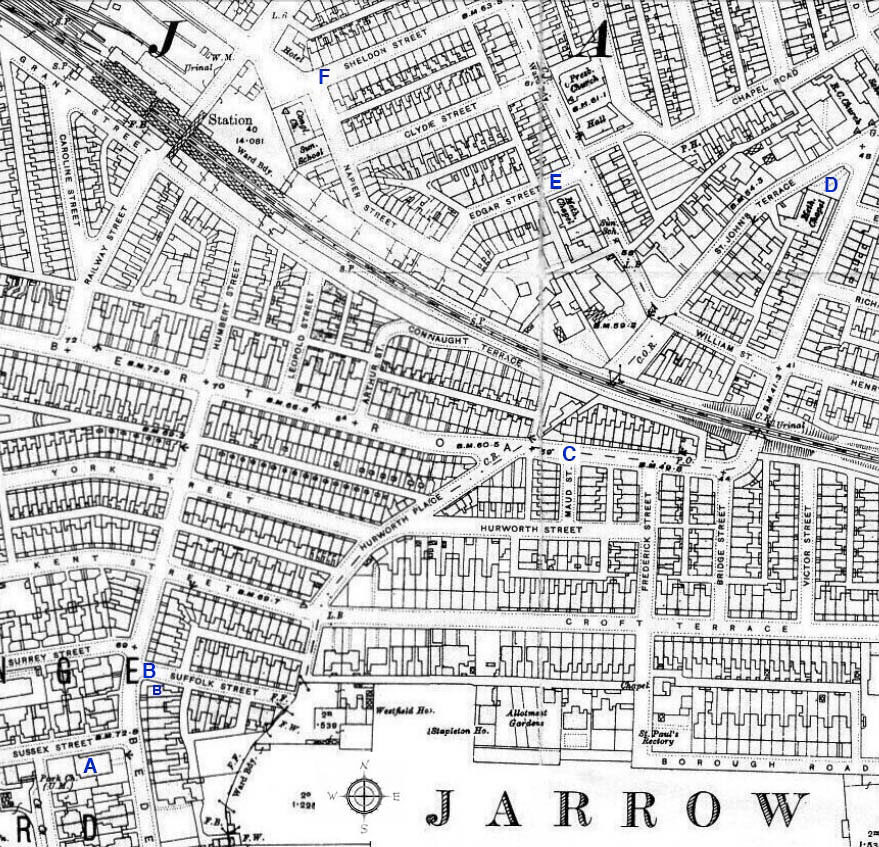 Image of 1913 OS Survey map of Jarrow.