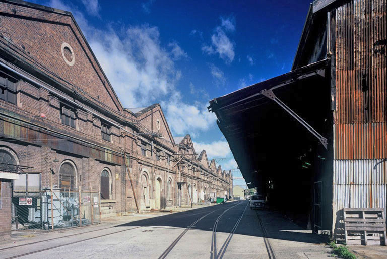 Image of exterior of Eveleigh workshops.