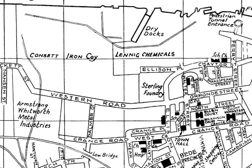 Image of 1970 Map of location of Palmers Works… now demolished.