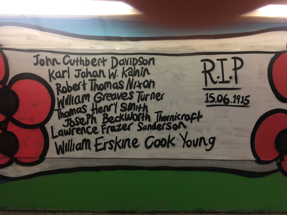 Image of #3 of 4 Zeppelin memorial graffiti panels.