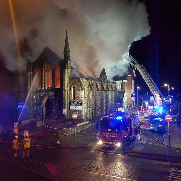 Image of Park Methodist Church after fire.