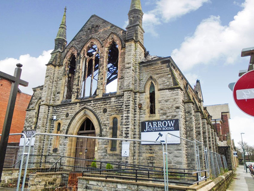 Image of Park Methodist Church after fire.