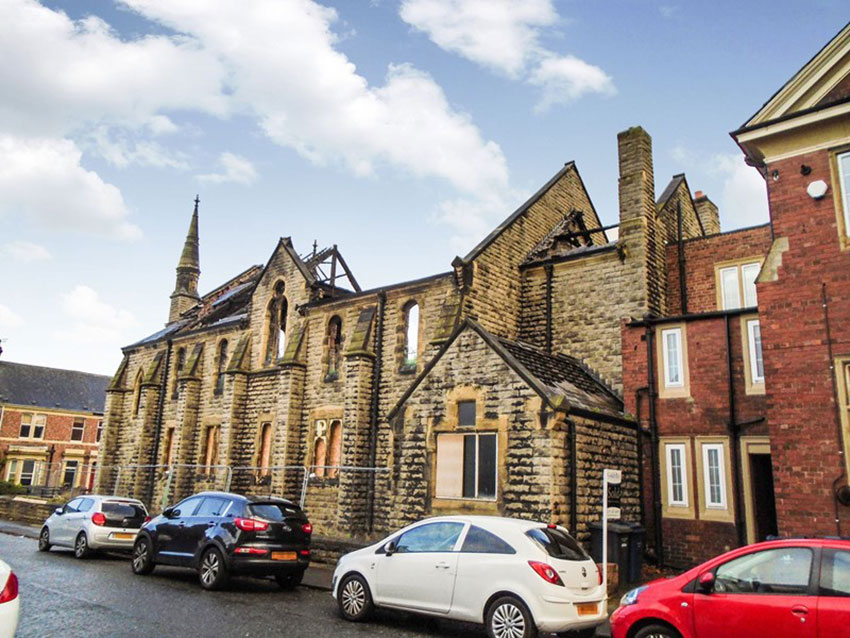 Image of Park Methodist Church after fire.