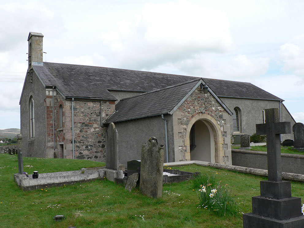 Image of Front entrance and side of Lissan Parish Church. Photo: Keith Ison.